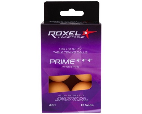 Мяч для настольного тенниса Roxel Prime 3* оранжевый, 6 шт.