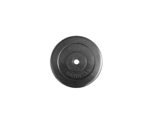 Диск обрезиненный черный Atlet Barbell d-26 20 кг